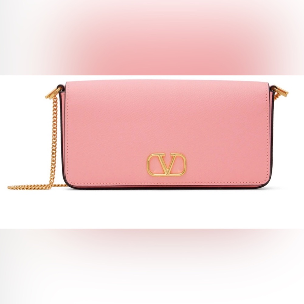 Valentino Pink Clutch with Gold Logo